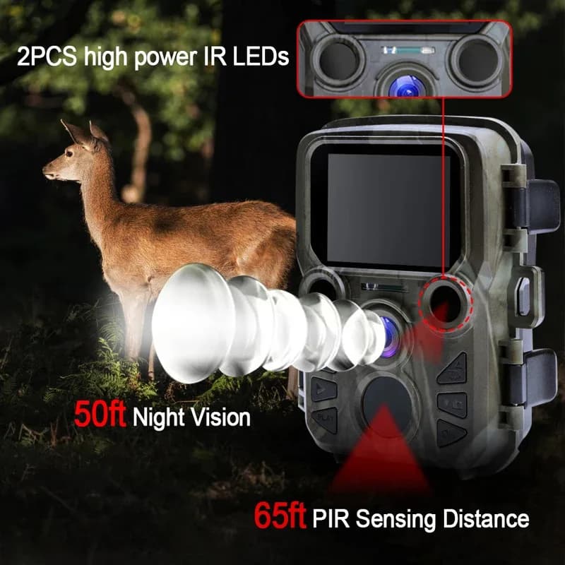 Mini caméra jeu 12MP 1080P étanche portée 20m - Phototrappage compact avec LED IR longue portée