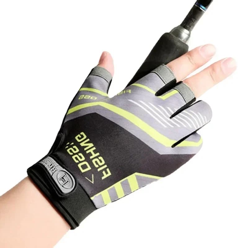 Gants de pêche homme été anti-UV anti-dérapants trois doigts respirants pêche route sub protection solaire