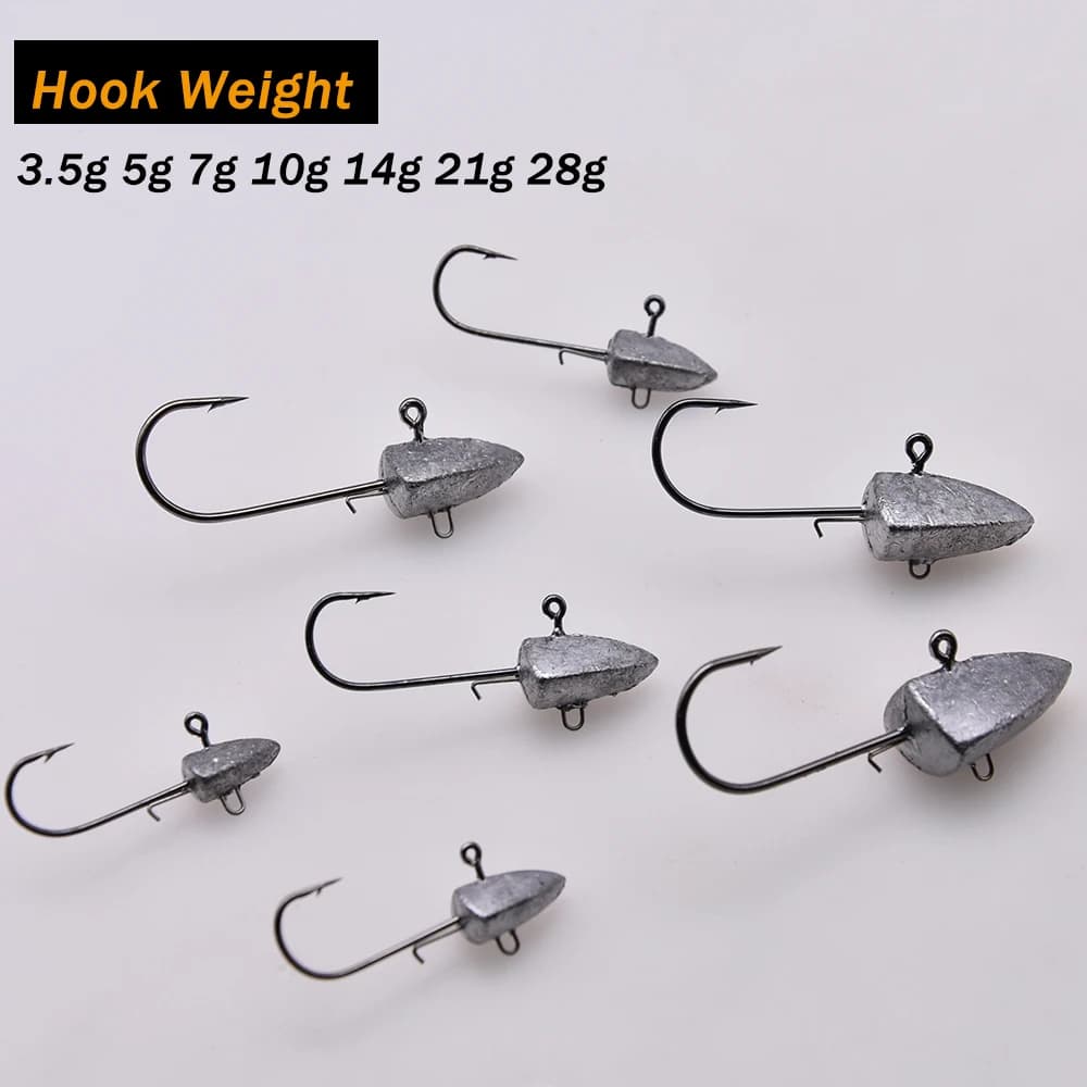 Têtes de pêche Triangle Head NED Hooks 3.5g à 28g pour leurres souples et jigging