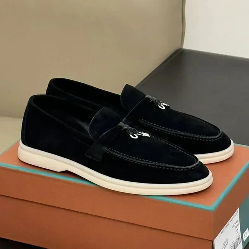 Chaussures casual britanniques intemporelles 2026 - Modèle couple à boucle métal frange