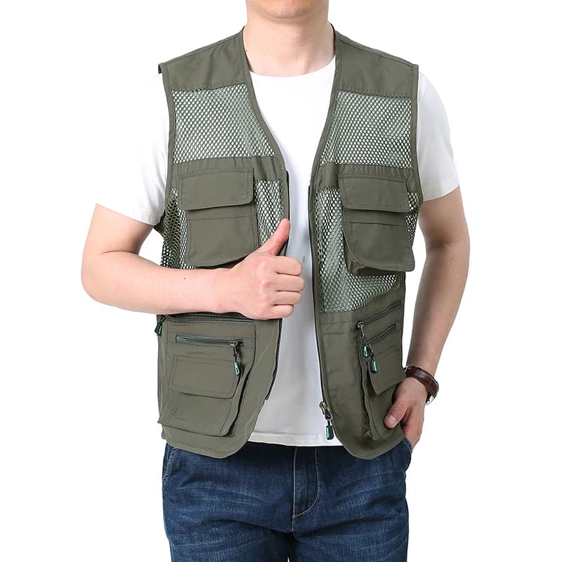 Veste d'été légère à séchage rapide pour la pêche, avec multiples poches et épaules aérées