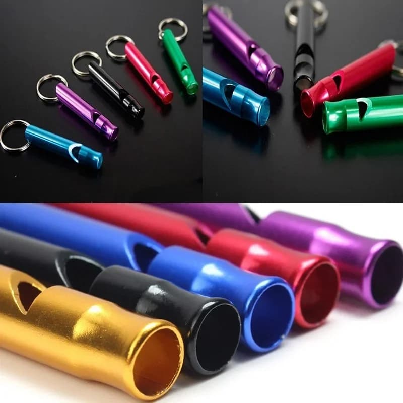 Set 4 sifflets sécurité alliage aluminium porte-clés survie camping pêche urgence sport - Compact