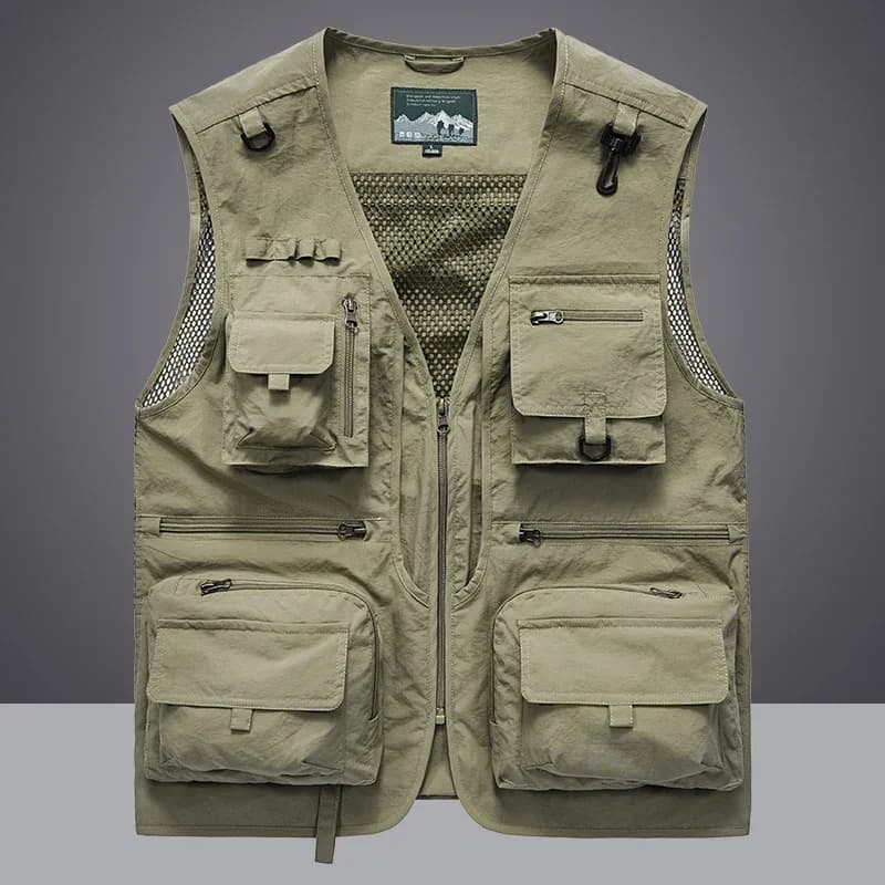Veste tactique pêche homme 14 poches - Veste cargo mesh été pour randonnée et photographie 7XL