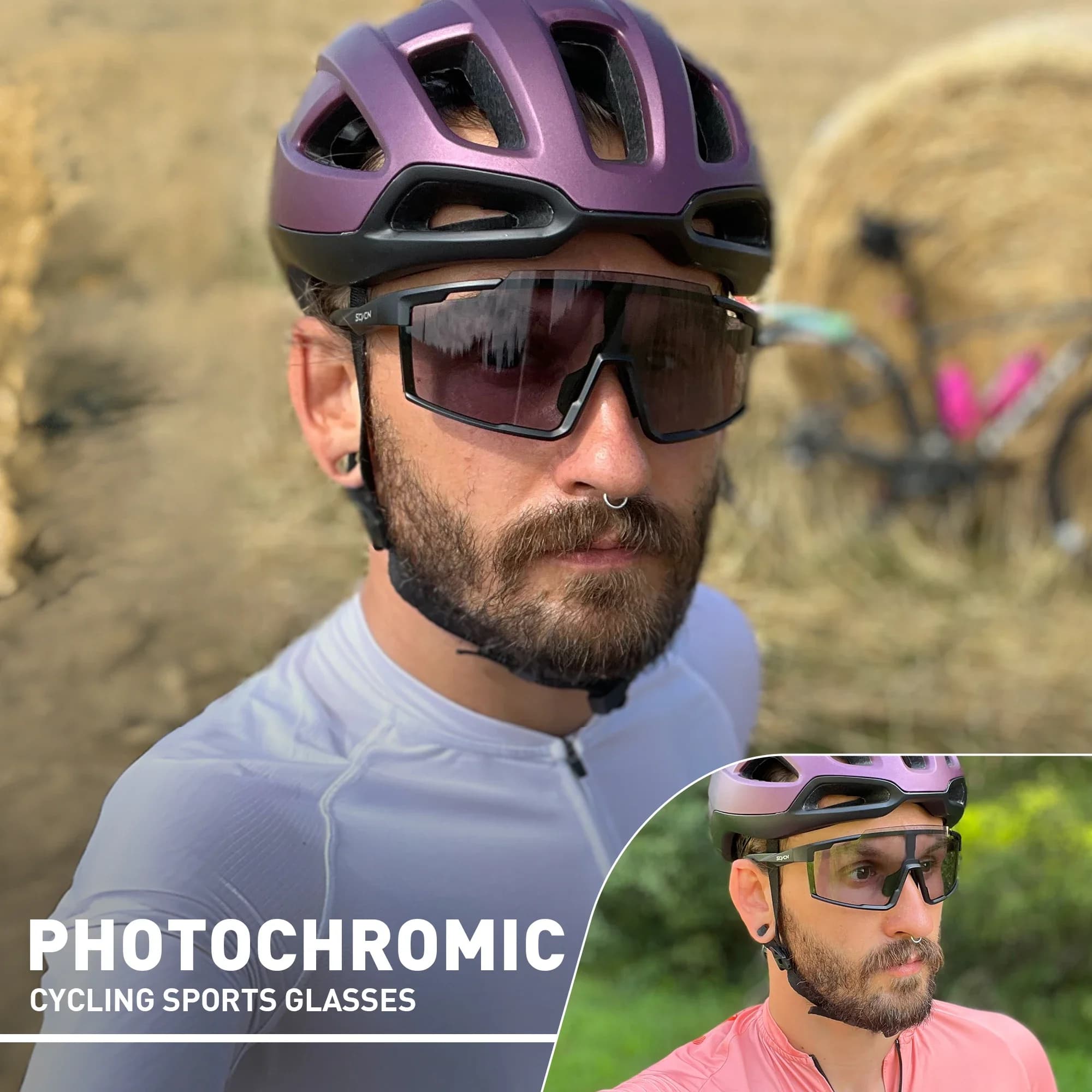 Lunettes de pêche photochromiques SCVCN - Vélo VTT - Outdoor hommes femmes UV400