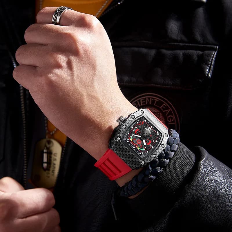 Montre homme étanche luminescente UTHAI CQ232 concept nouveau montre tonneau vin silicone tendance