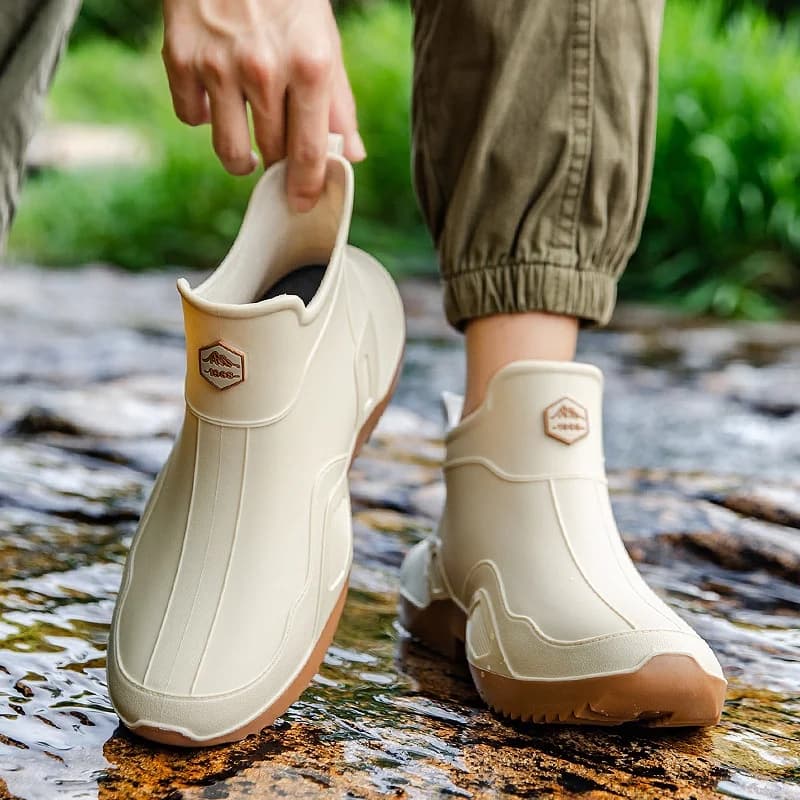 Bottes caoutchouc noires courtes homme antidérapantes résistantes pour pêche équitation extérieur