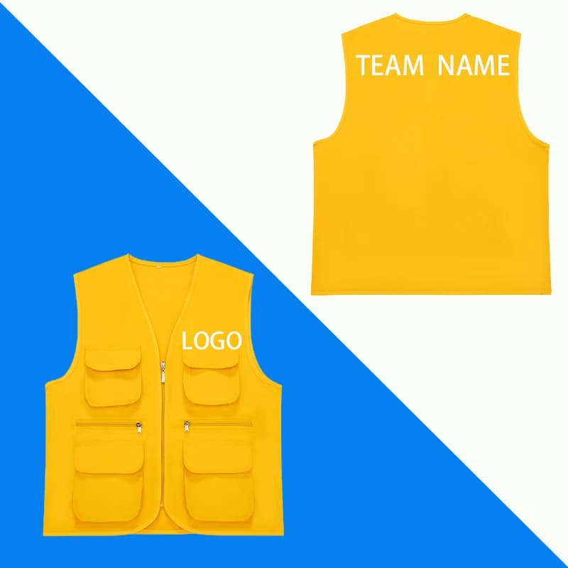 Veste d'été mixte 2025 multi-poches pour travail et loisirs, personnalisable avec logo imprimé haut de gamme