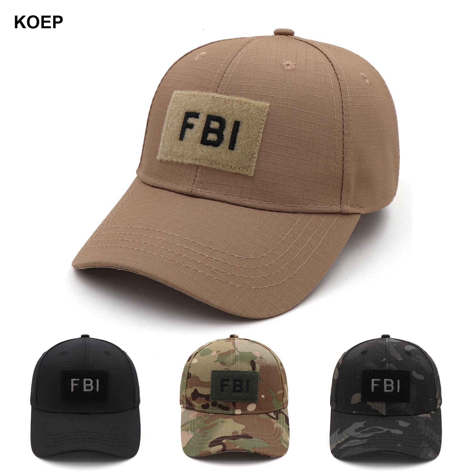 Casquette baseball camouflage FBI K-9 SWAT KOEP pour pêche jungle - Modèle tactique