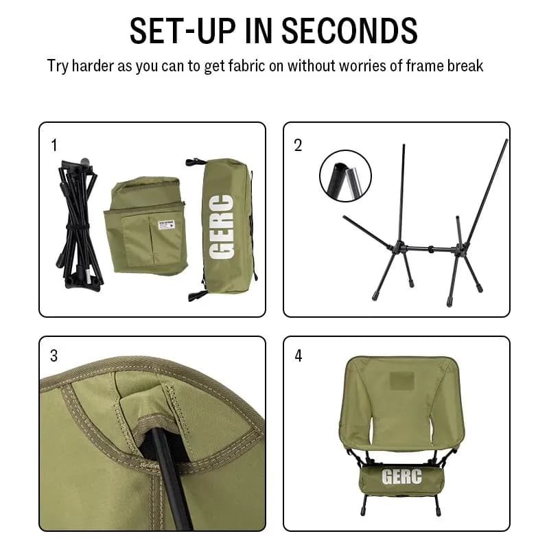 Chaise pliante tactique GERC ultra légère vélo - Siège pêche camping portable rangement compact