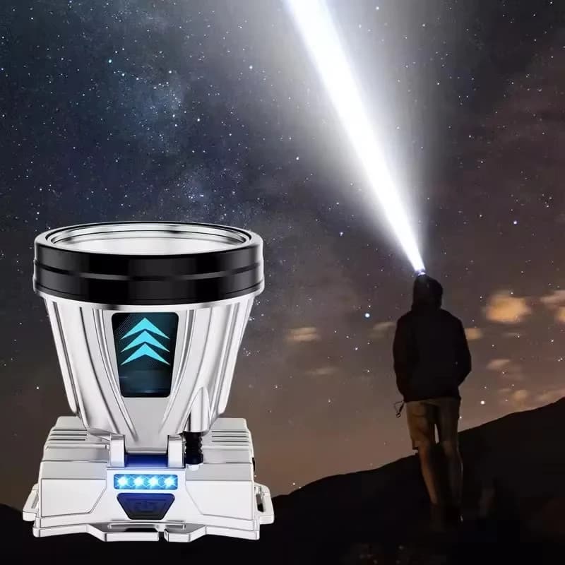 Lampe frontale étanche 10000mAh super lumineuse rechargeable pour pêche camping et urgences