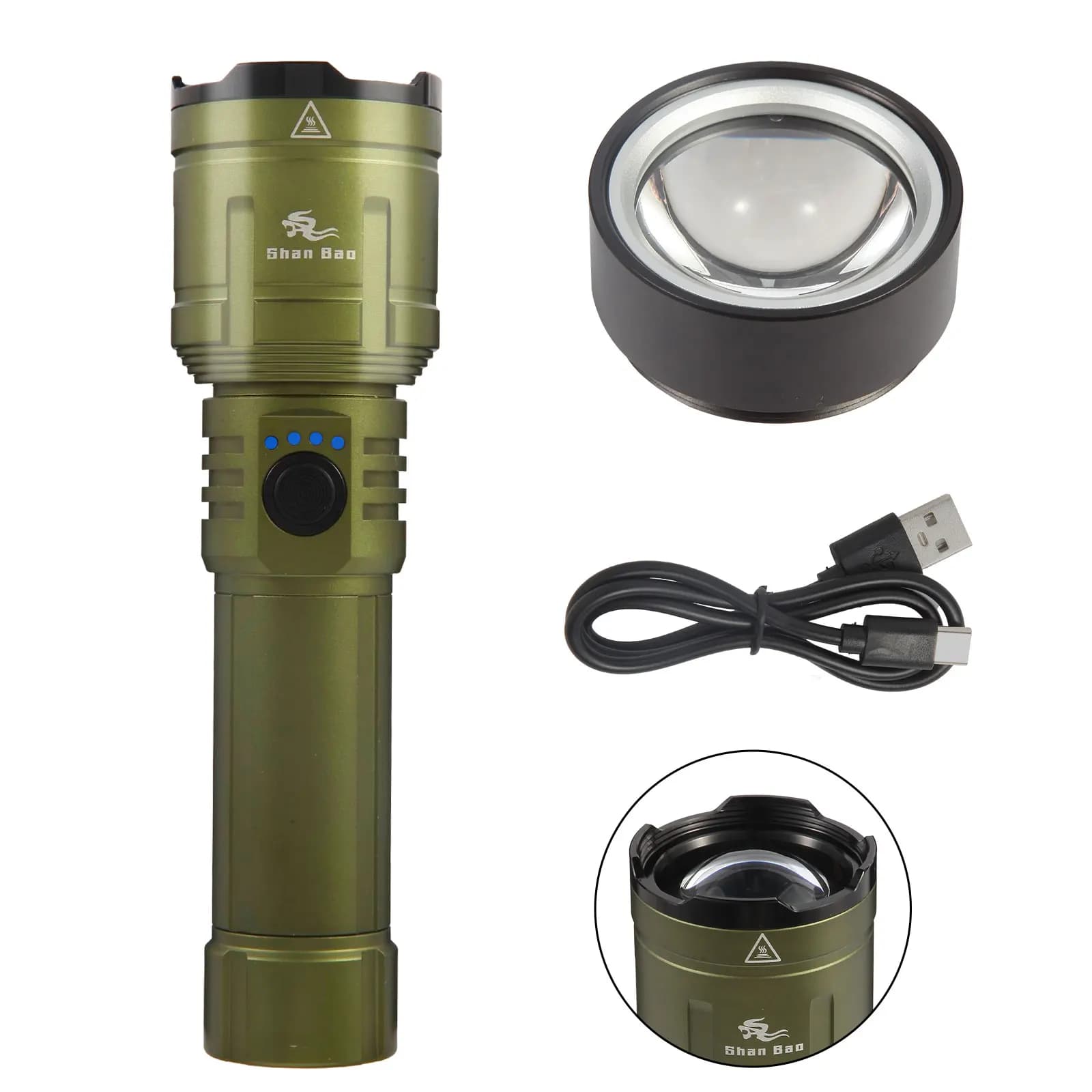 Lampe torche puissante 3000LM Shan Bao zoomable étanche pour pêche nocturne et chasse