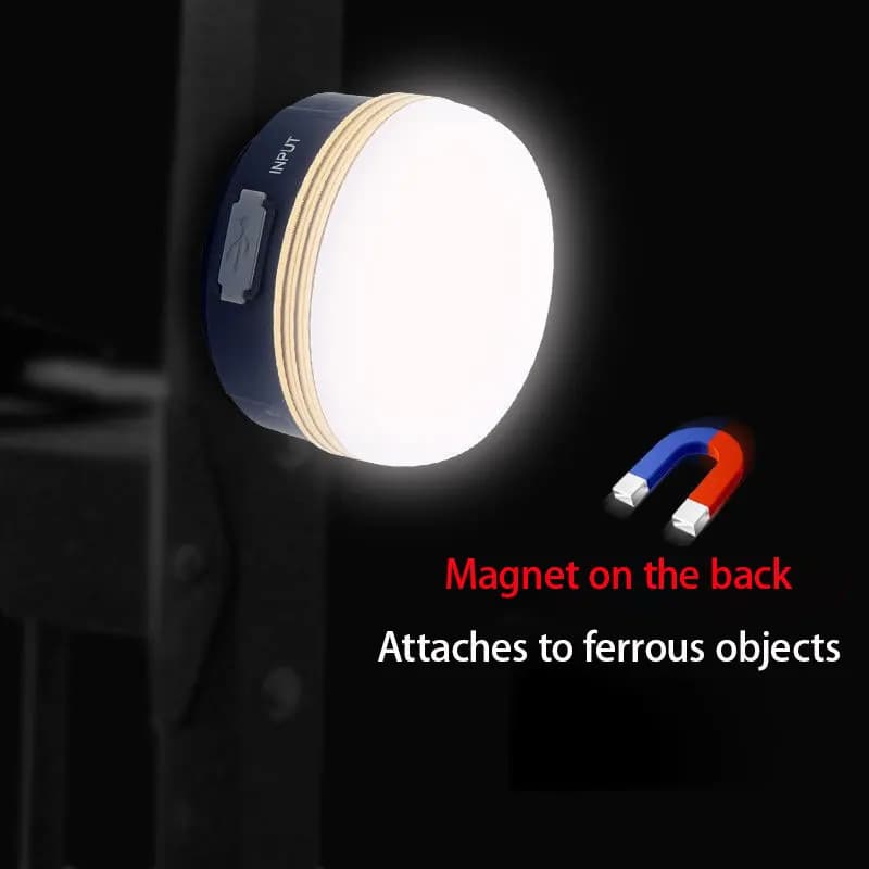 Lampe LED portable camping 3 modes avec aimant - Pour tente, pêche nocturne et éclairage d'urgence