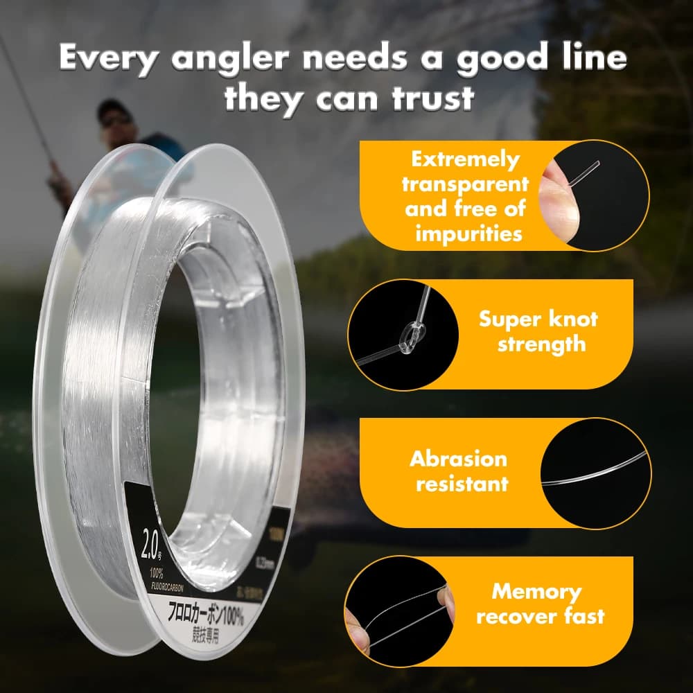 Ligne de pêche fluorocarbone ZUKIBO 100m, basse visibilité pour la carpe et carnassiers, fil coulant