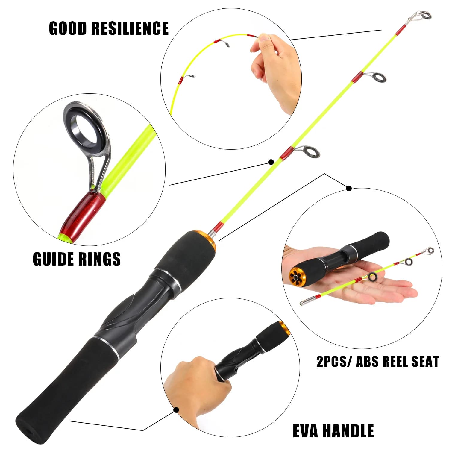 Canne glace Sougayilang ultralégère portable - Équipement pêche hivernale spinning casting
