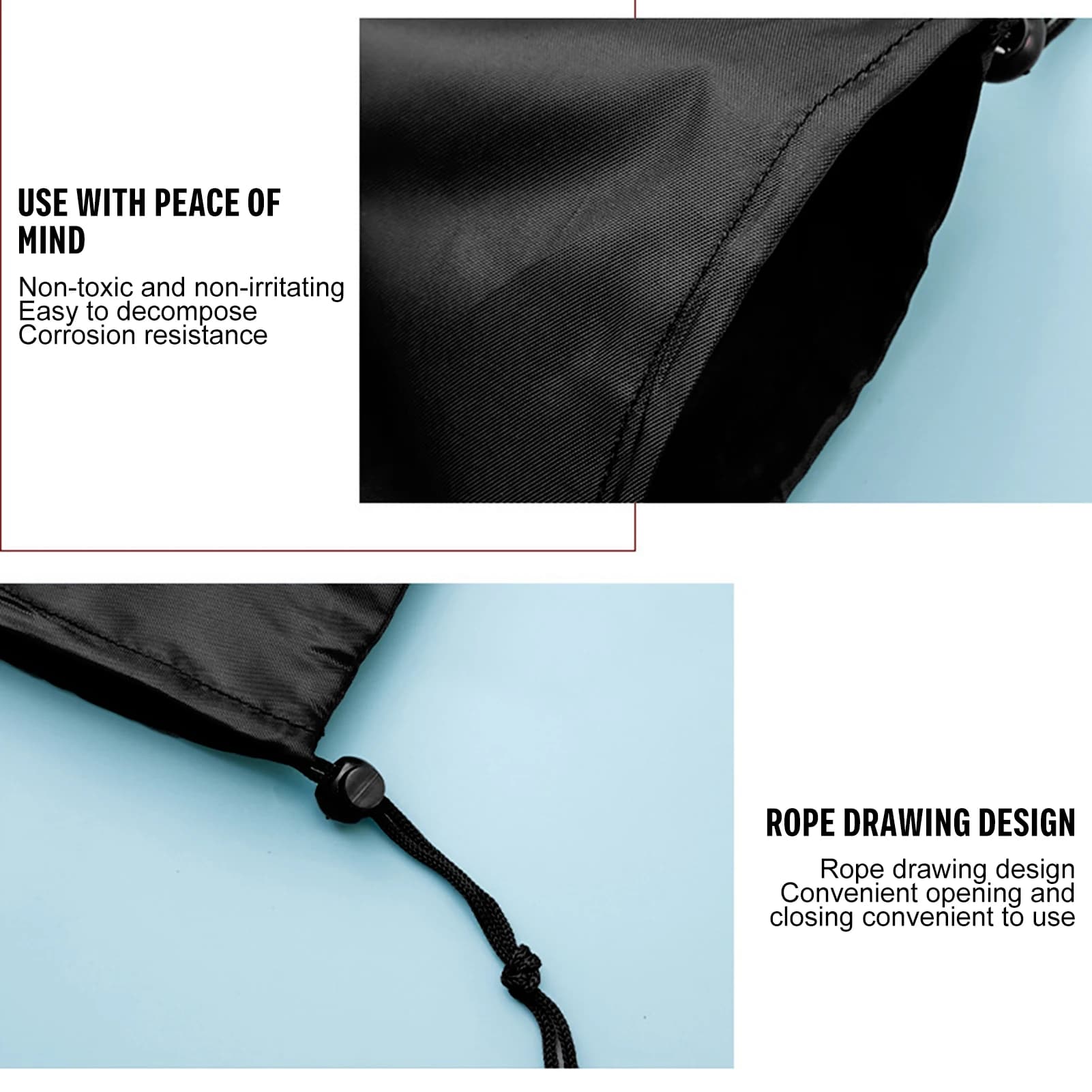 Sac à cordon étanche poussière noir : pochette organisatrice pour casque audio et câbles données