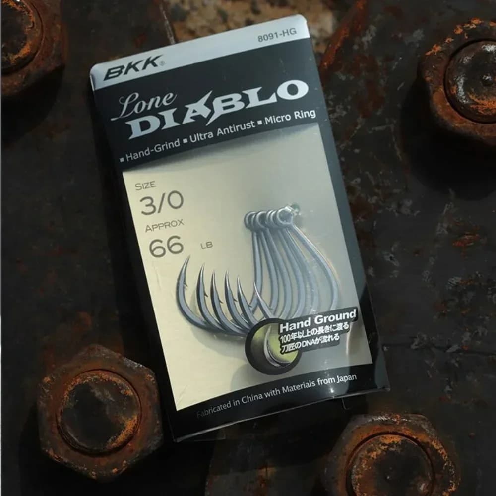Hameçon simple BKK Hand Ground Jigging Lone Diablo 8091-5X-HG pour pêche verticale et leurres
