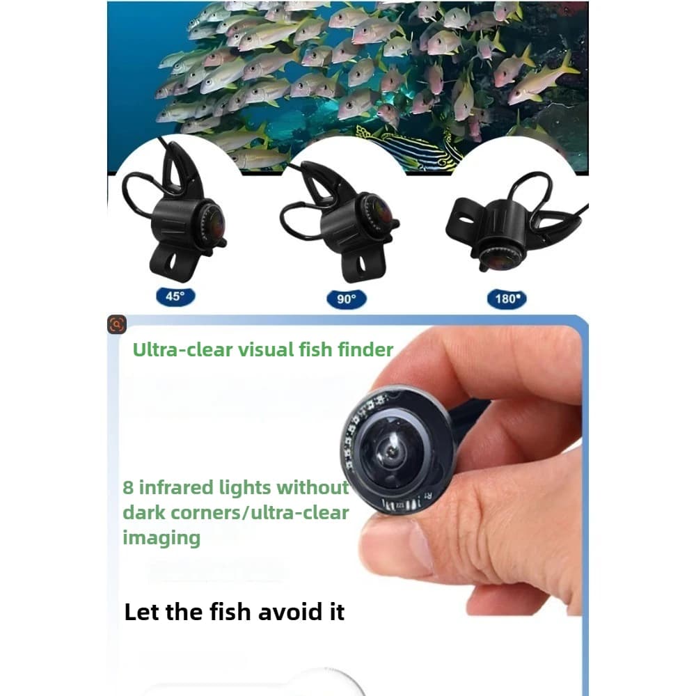 Caméra pêche 4K sous-marine 5 pouces avec enregistrement vidéo et fonction alerte poissons écran HD vision nocturne