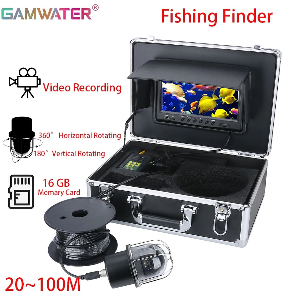 Caméra pêche 360° rotative avec enregistreur DVR 9" 100M IP68 - Détecteur poissons panoramique