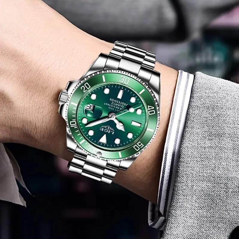 Montre plongeur LIGE luxe 30ATM étanche - Montre sport homme quartz avec date et bracelet