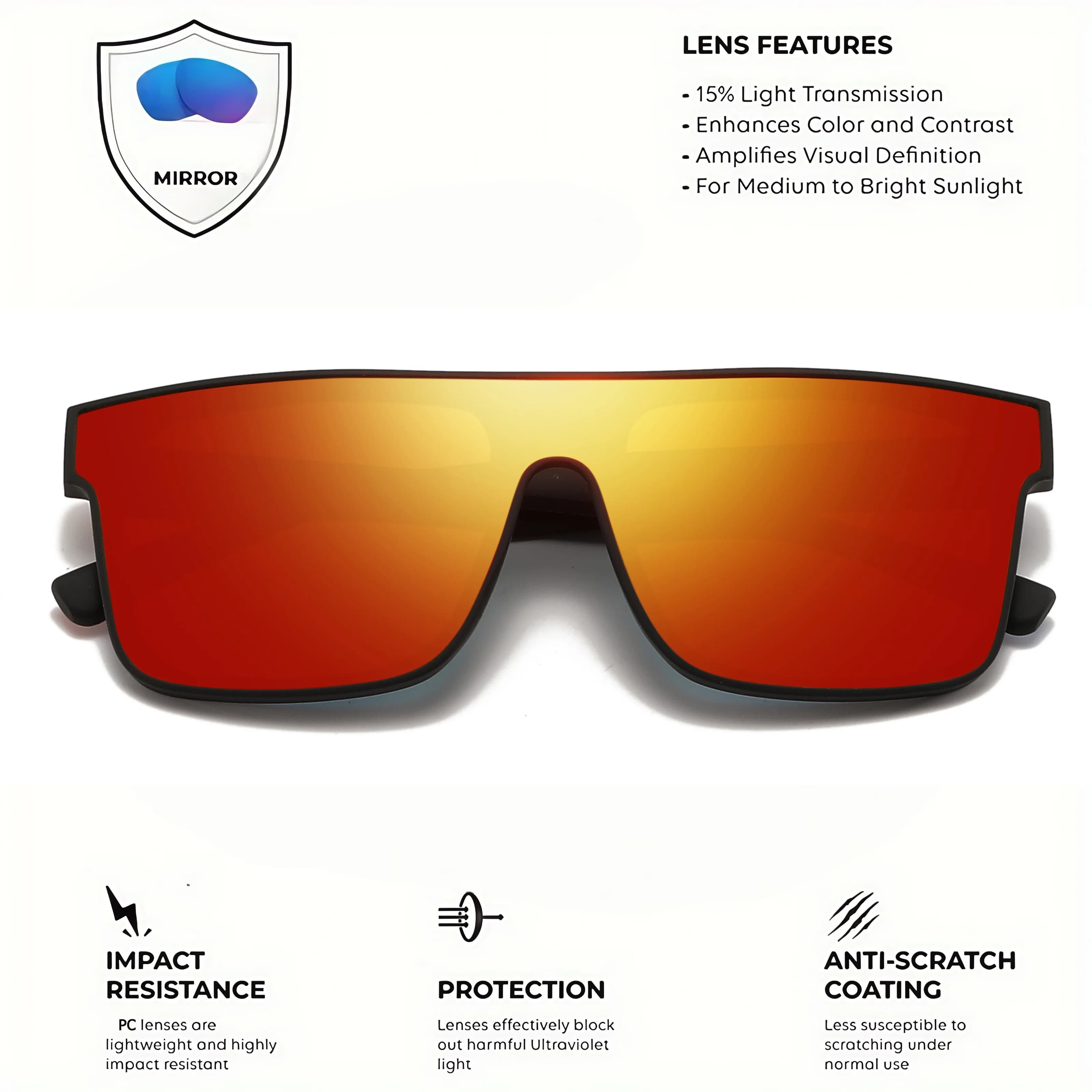 Lunettes de pêche carrées 2 pièces UV400 - Style classique pour pêche loisir et déplacements