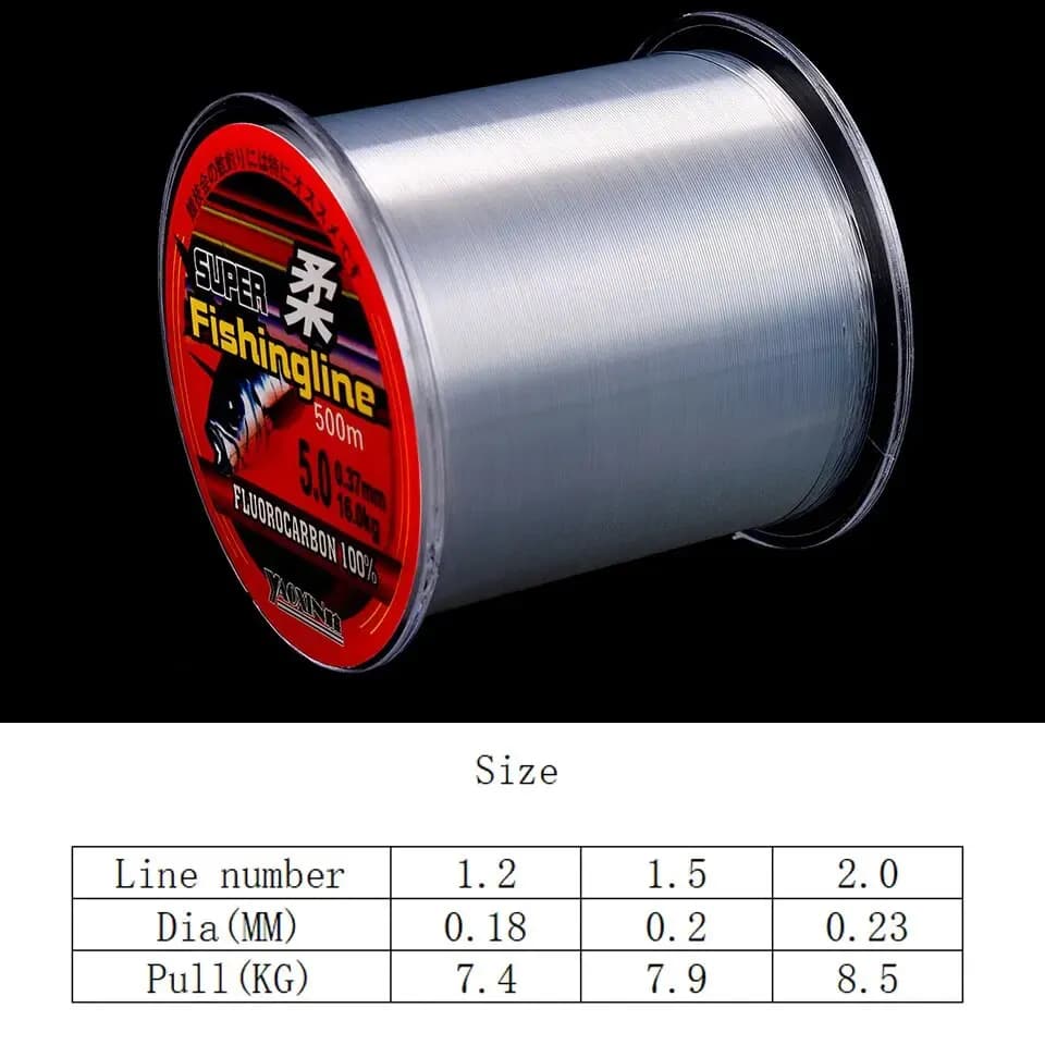 Ligne de Pêche Nylon Monofilament Transparente Extra Solide 500m pour Eau Douce et Mer