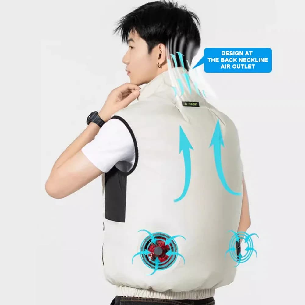 Veste Rafraîchissante 2024 avec Ventilateur Intégré pour Travail en Chaleur - Veste sans Manches Respirante