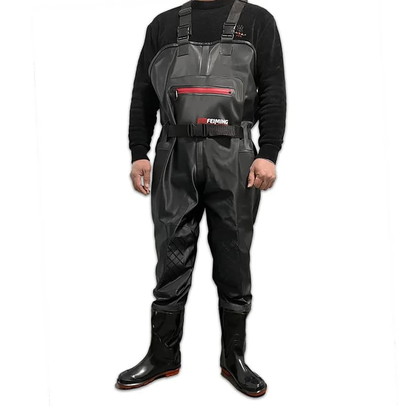 Waders de pêche PVC 3KG léger avec bottes étanches pour homme et femme combinaison noire équipement pêche leurres