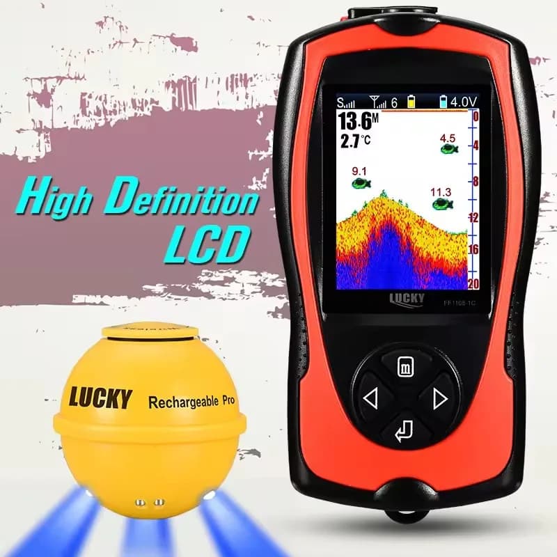 Détecteur de poissons sans fil FF1108-1CWLA - Sonar portable rechargeable avec portée 45M pour pêche