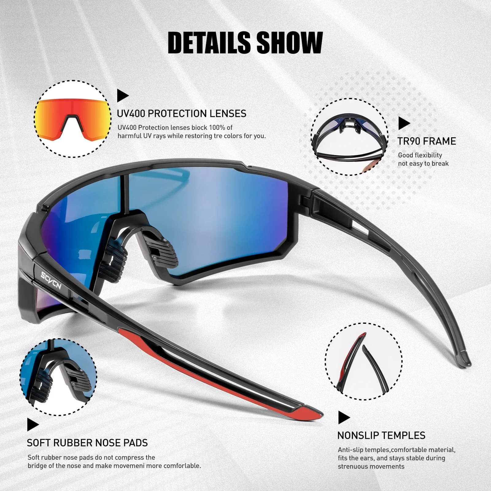 Lunettes de pêche SCVCN anti-UV400 - Protection neige et activités outdoor pour pêcheurs actifs