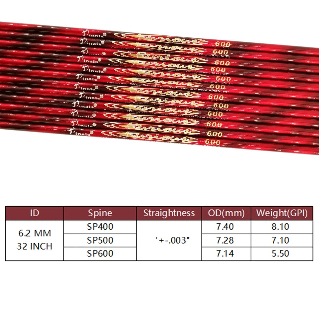 Fûts flèche carbone ID6.2mm 32 pouces rose spine 400/500/600 kit DIY pêche à l'arc chasse