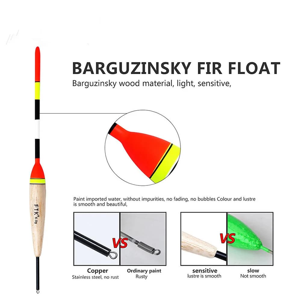 Flotteur de pêche vertical mer renforcé 19-23 cm en bois de balsa, lot de 5 accessoires
