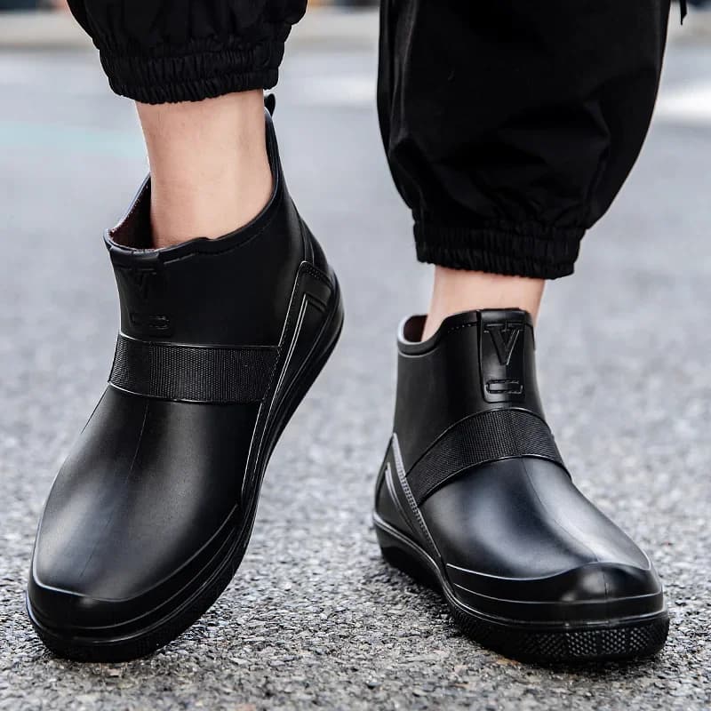 Bottes pêche courtes homme wading imperméables bande réfléchissante PVC confort polyuréthane