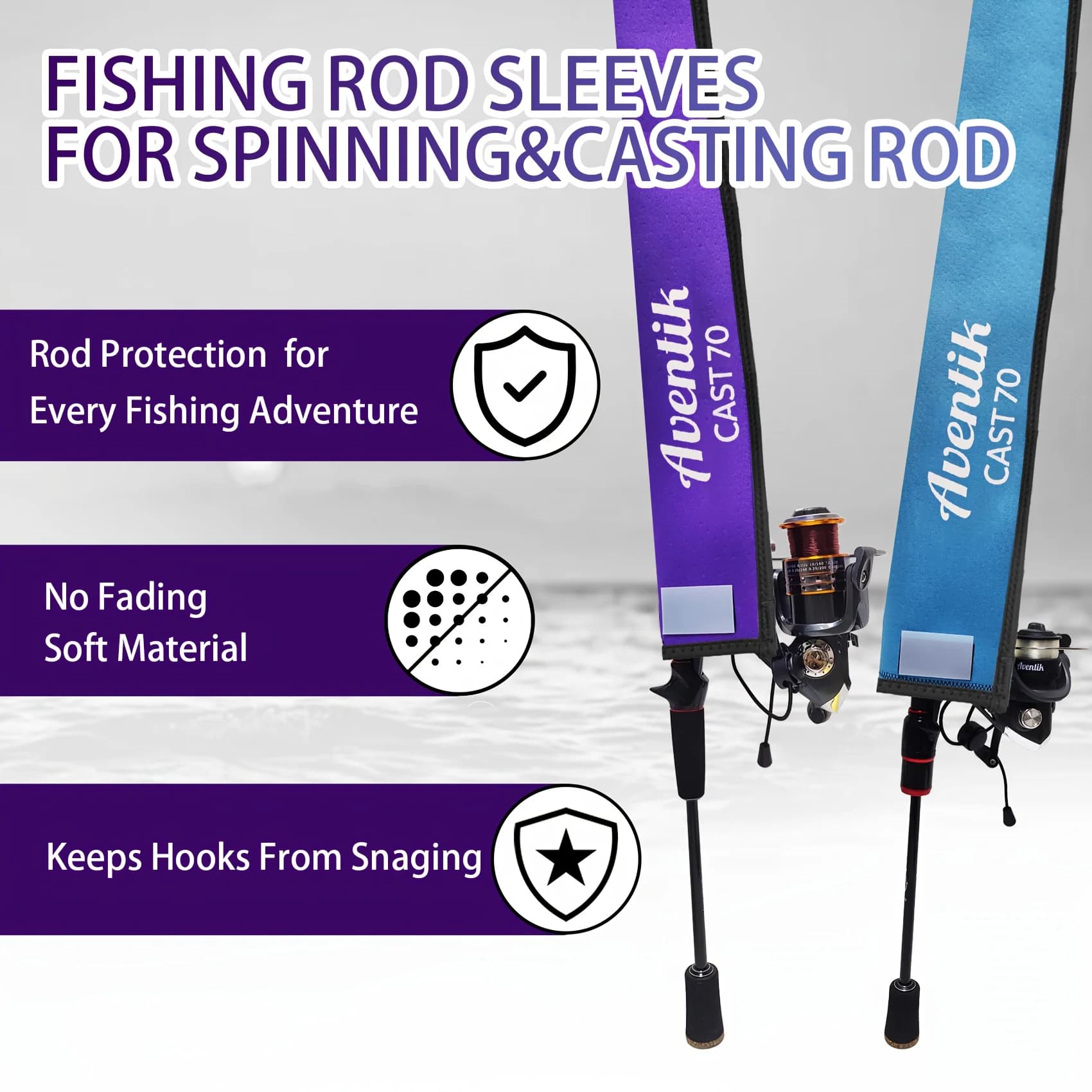 Étui néoprène pour canne à pêche casting avec sangle et trous d'aération - Protection robuste et durable