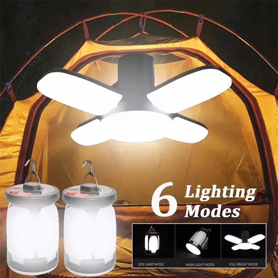 Lampe camping solaire LED 1000LM rechargeable 4500mAh 6 modes - Power bank pour pêche et urgence