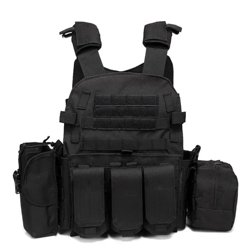 Gilet tactique militaire 6094 avec système MOLLE - Porte-plaques pour pêche extrême et wargame outdoor