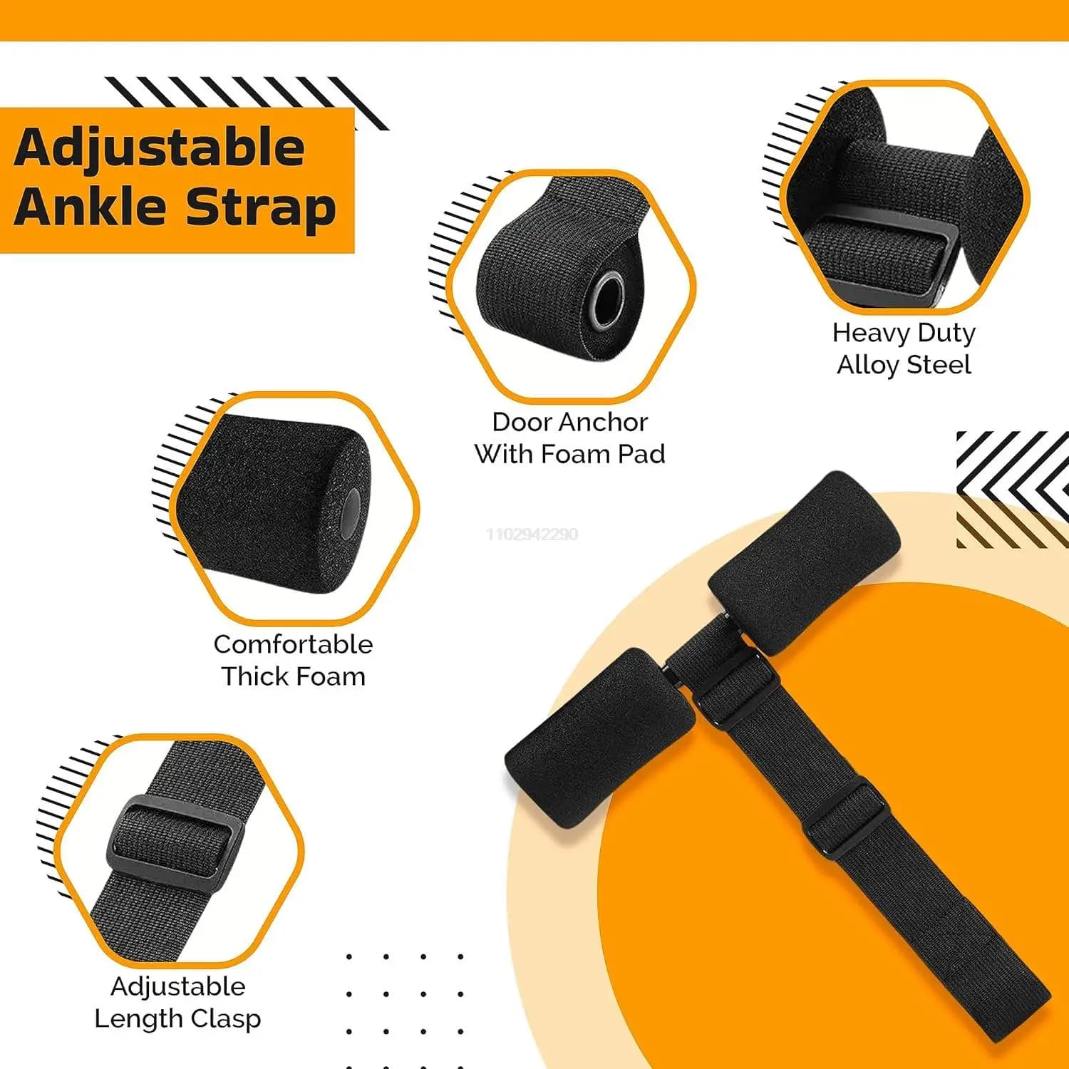 Sangle de Curl Ischio-Jambiers Ajustable - Équipement d'Exercice Nordic Hamstring Curl pour Renforcement Musculaire