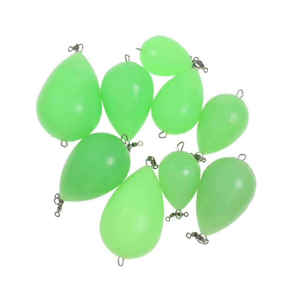 Bobber lumineux œuf vert 20g à 100g pour pêche de nuit et grande distance en mer