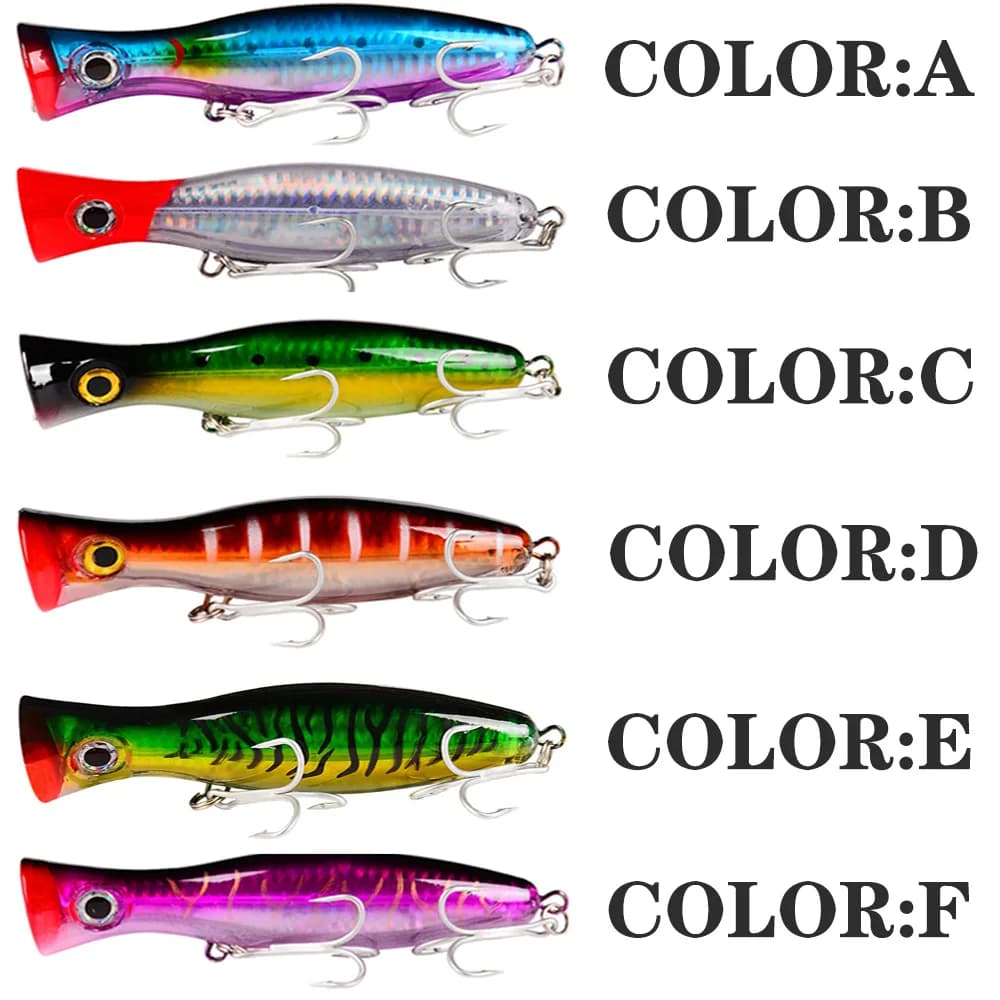 Leurre Popper Proberos 13cm 43g pour Carpe avec 2 Hameçons Triples, Appât Dur Pêche en Eau Douce