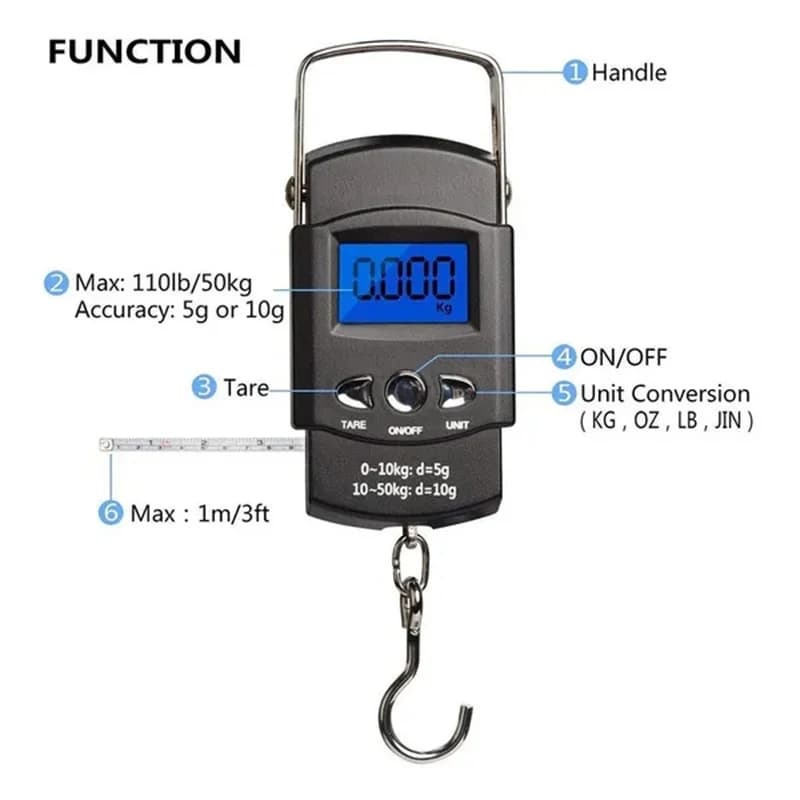Mini balance numérique poche pêche LCD - Pèse-poisson et bagages portable Gorelax pour voyage