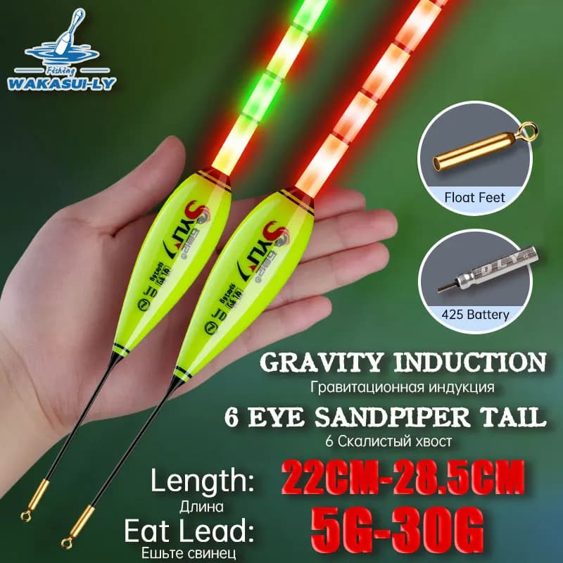 Bouchon de pêche électronique lumineux nuit 6 couleurs haute sensibilité pour rock fishing