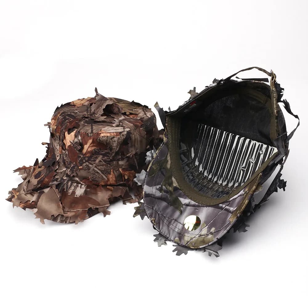 Casquette tactique camouflage 3D feuilles pour pêche sniper - Protection solaire jungle cachée