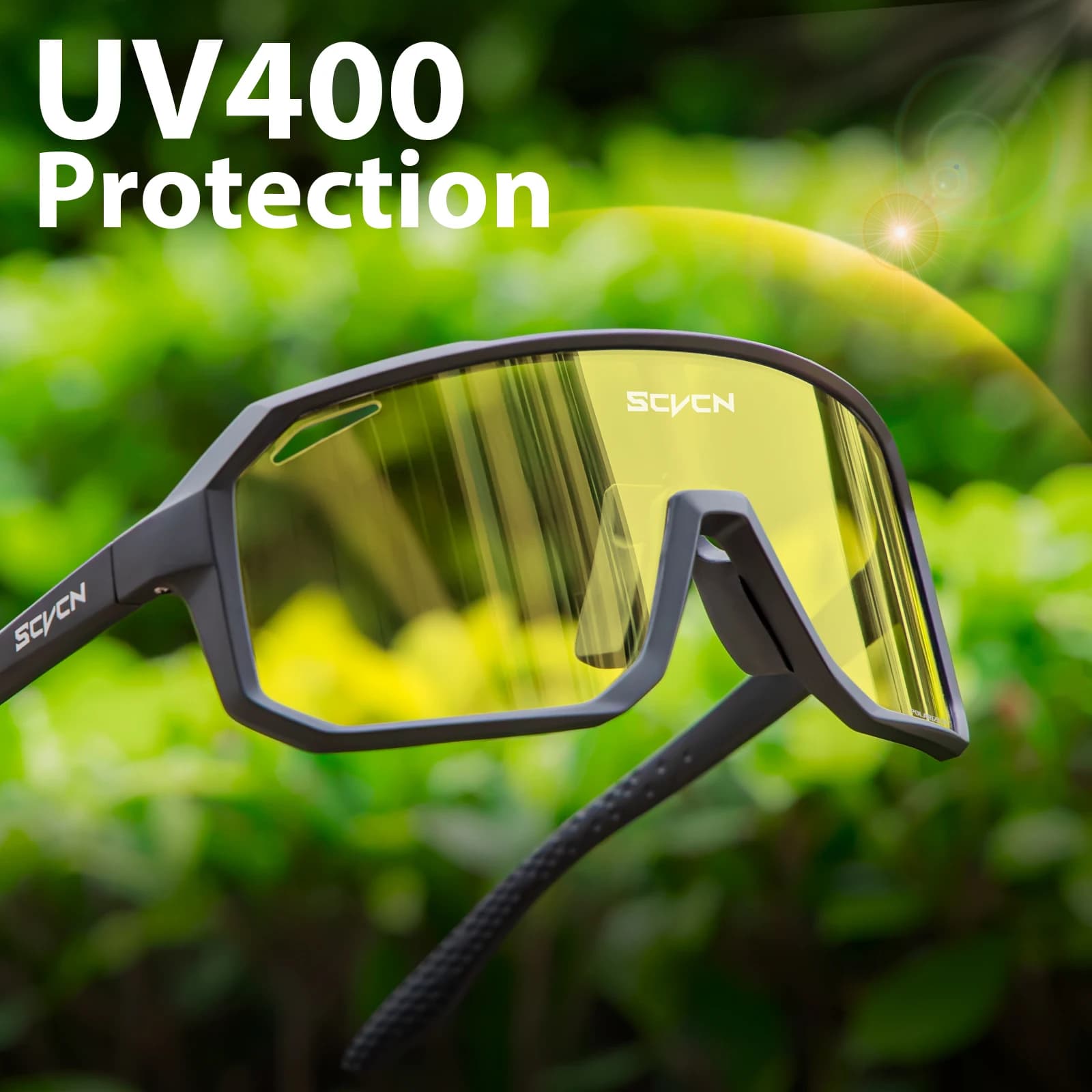 Lunettes de pêche polarisées vision nocturne jaunes SCVCN - Protection UV400 pour homme et femme