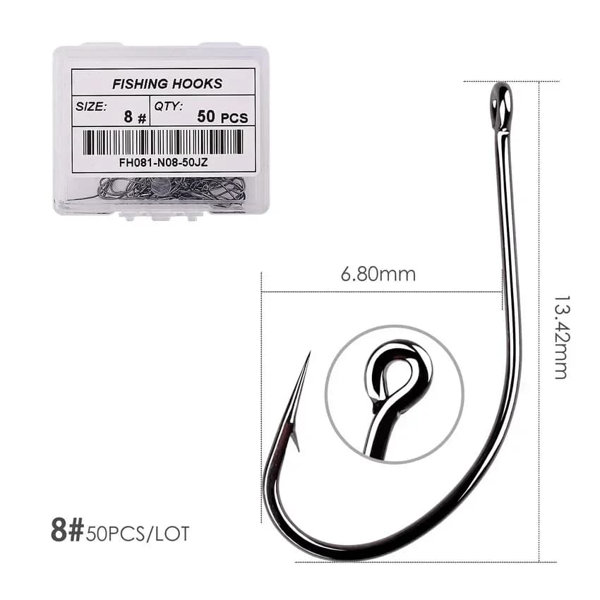 Hameçons octopus 100/50 pièces boîte acier carbone haute dureté pour pêche mer rivière