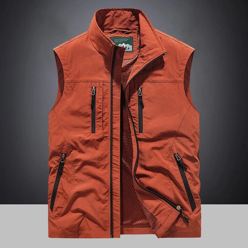 Veste légère multi-poches safari homme grande taille pour randonnée estivale et voyage