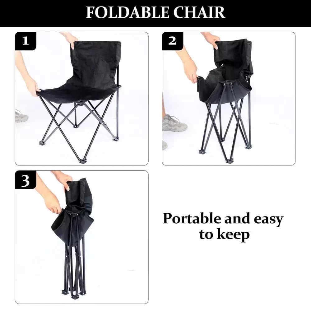 Chaise de camping pliable avec poche latérale pour pêche plage et pique-nique en oxford
