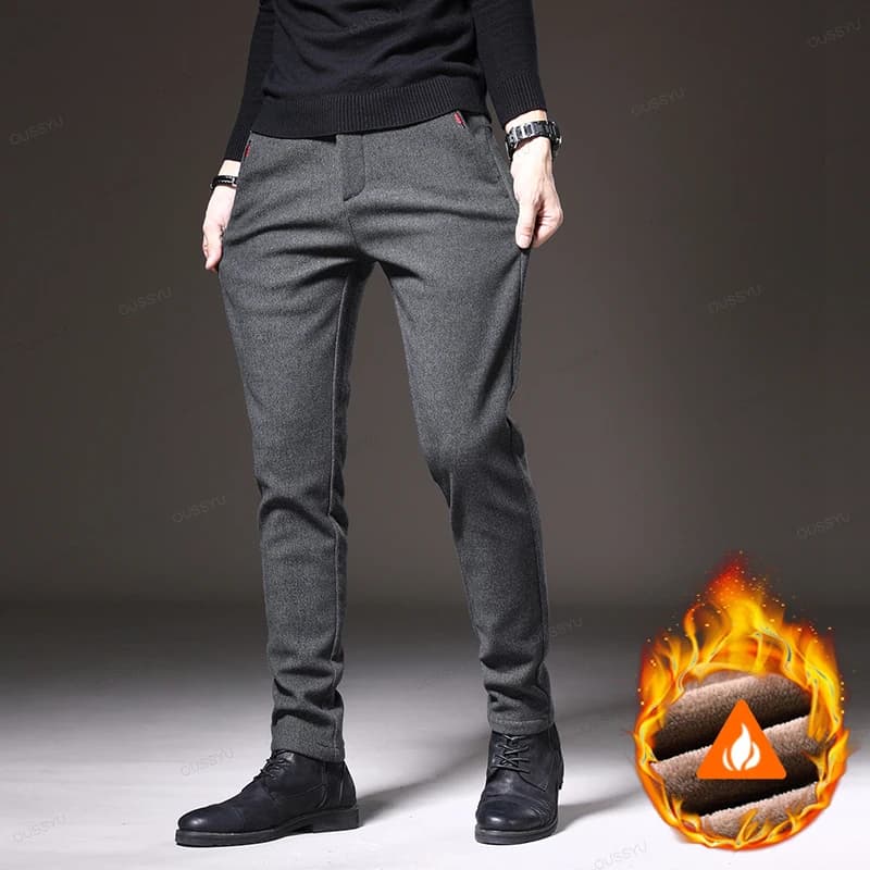 Pantalon d'hiver polaire homme pêche outdoor épais chaud velours coton confortable