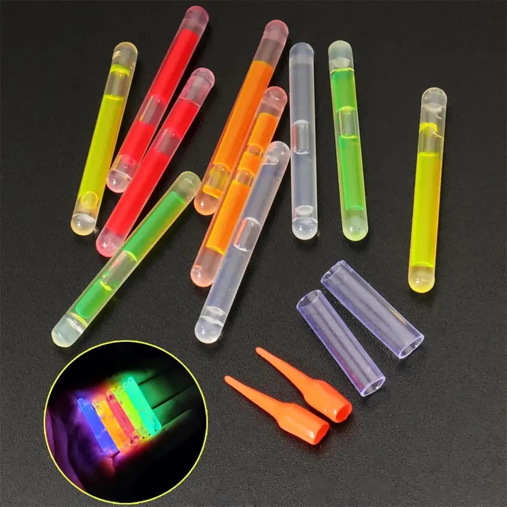 10 bâtons luminescents fluo 4.5x40mm pour flotteurs de pêche lumière nocturne brillante