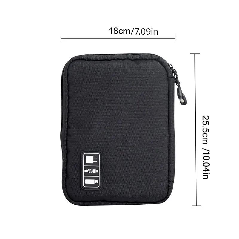 Organisateur électronique portable noir et vert - Étui étanche pour câbles USB et chargeurs de voyage