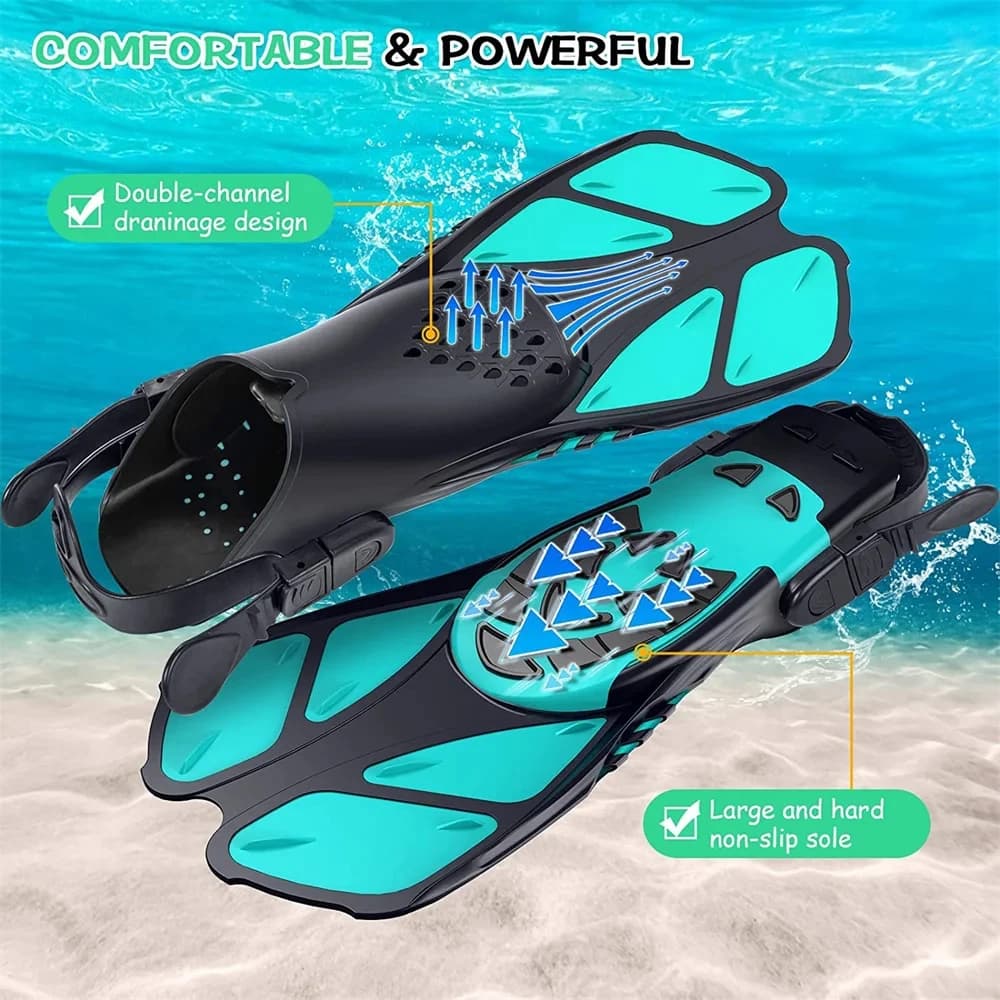Palmes de plongée réglables silicone souple - Confortables pour pêche sous-marine et snorkeling