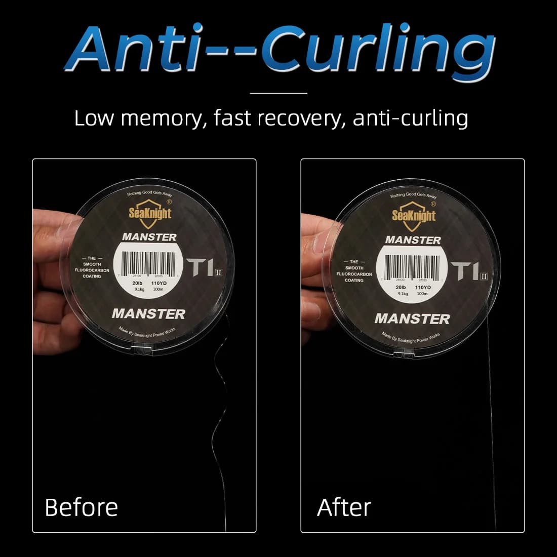 Ligne de pêche fluorocarbone MANSTER T1 II SeaKnight, gainage double couche 100m, forte densité 3-35LB